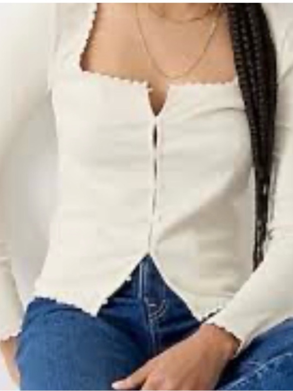 J. CREW Ivory Square-Neck Long Sleeve Button Top NWT
